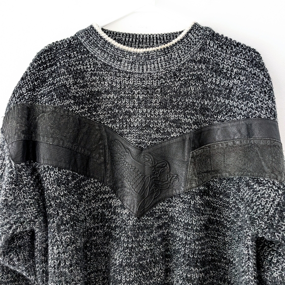 Vintage Street Scenes Eagle Leather Patch Sweater David Rose–Core Med.Men XL.Wom - Picture 4 of 9